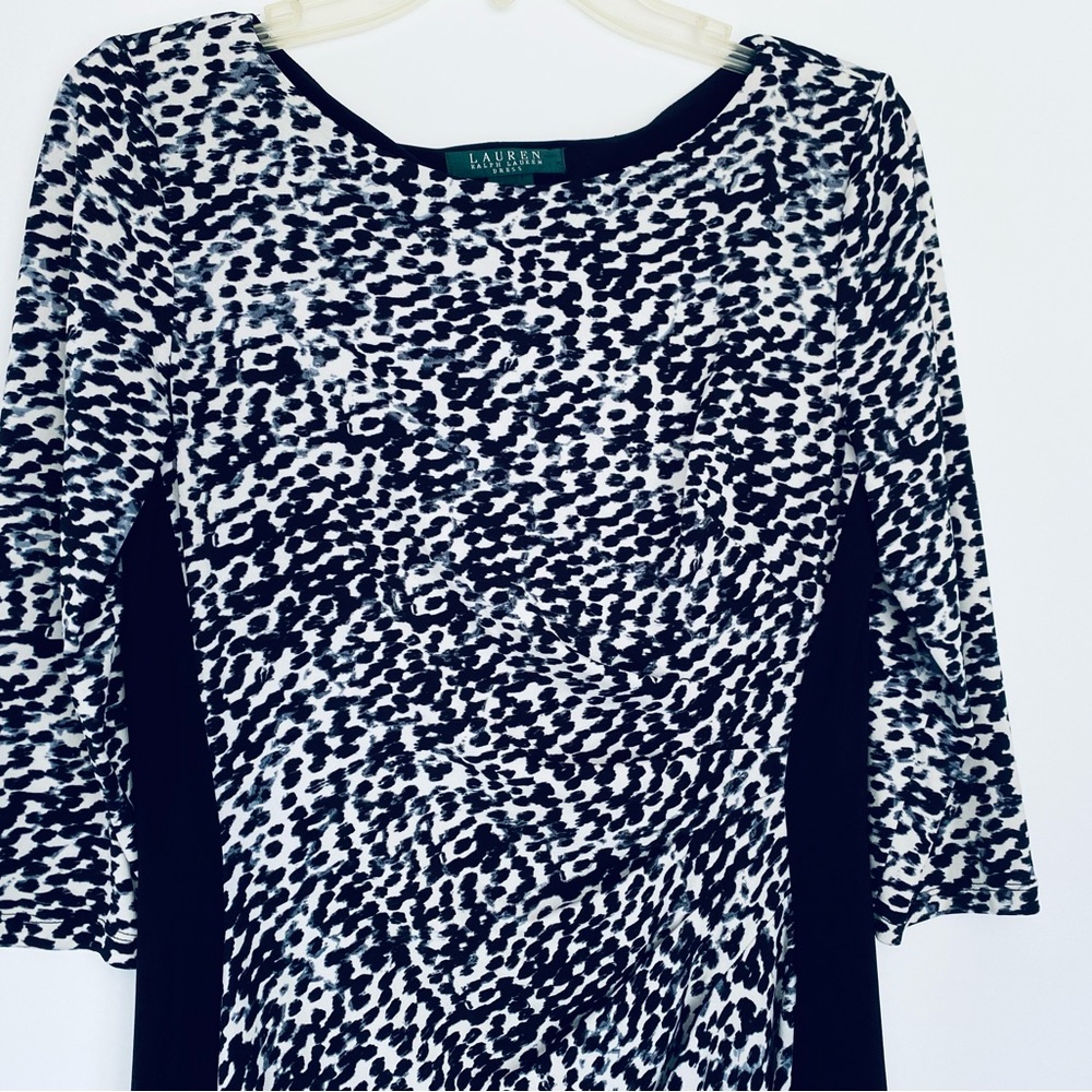 Lauren Ralph Lauren RLR Dress Animal Print Jersey Sheath Bodycon Vintage Size 10 - Picture 2 of 7